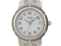 HERMES エルメス クリッパー CL4.210 ホワイト文字盤 ステンレス
