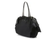 美品 PRADA プラダ テスート リボン ブラック 黒 シルバー金具