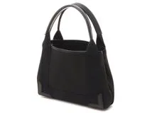 BALENCIAGA　バレンシアガ　ネイビーカバス　XS　ブラック　ホワイトキャンバス　レザー　【436】　2148103818707