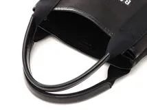 BALENCIAGA　バレンシアガ　ネイビーカバス　XS　ブラック　ホワイトキャンバス　レザー　【436】　2148103818707