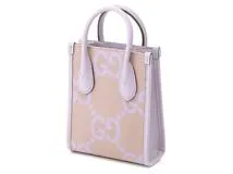 GUCCI　グッチ　ジャンボGG　2wayミニトート　パープル　キャンバス　レザー　671623【431】2148103818752