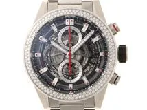 TAG HEUER タグ・ホイヤー 腕時計 2020年 カレラ キャリバーホイヤー01 CAR201P.BA0766 スティール スケルトン文字盤 ベゼルダイヤモンド 自動巻き【472】SJ