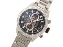 TAG HEUER タグ・ホイヤー 腕時計 2020年 カレラ キャリバーホイヤー01 CAR201P.BA0766 スティール スケルトン文字盤 ベゼルダイヤモンド 自動巻き【472】SJ