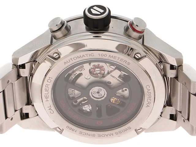 TAG HEUER タグ・ホイヤー 腕時計 2020年 カレラ キャリバーホイヤー01 CAR201P.BA0766 スティール スケルトン文字盤 ベゼルダイヤモンド 自動巻き【472】SJ