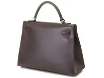 HERMES エルメス ハンドバッグ ケリー32 ショコラ ボックスカーフ シルバー金具 □K刻印 2148103818950【430】