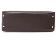 HERMES エルメス ハンドバッグ ケリー32 ショコラ ボックスカーフ シルバー金具 □K刻印 2148103818950【430】