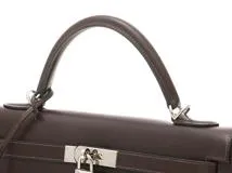HERMES エルメス ハンドバッグ ケリー32 ショコラ ボックスカーフ シルバー金具 □K刻印 2148103818950【430】