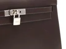 HERMES エルメス ハンドバッグ ケリー32 ショコラ ボックスカーフ シルバー金具 □K刻印 2148103818950【430】