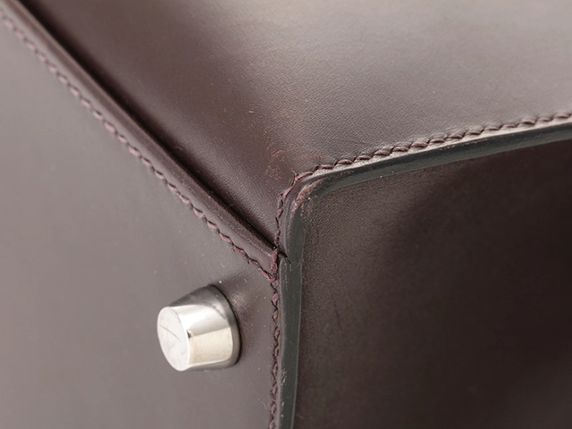 HERMES エルメス ハンドバッグ ケリー32 ショコラ ボックスカーフ シルバー金具 □K刻印 2148103818950【430】