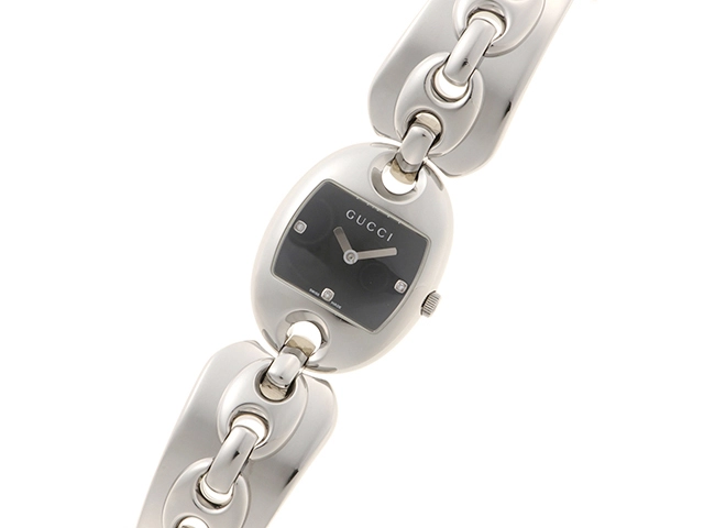 GUCCI グッチ 腕時計 マリーナチェーン 121.5/YA121503 ステンレススチール ブラック文字盤 クオーツ【472】MN
