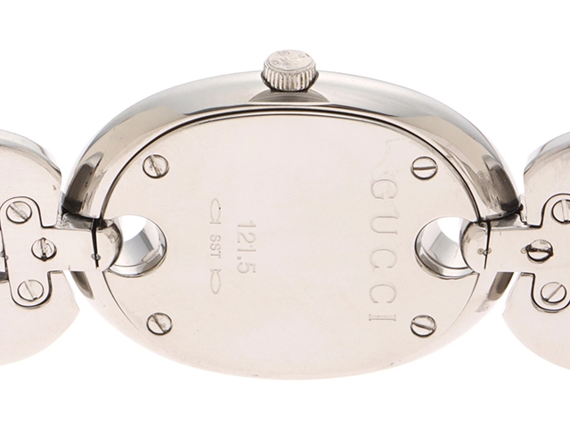 GUCCI グッチ 腕時計 マリーナチェーン 121.5/YA121503 ステンレススチール ブラック文字盤 クオーツ【472】MN