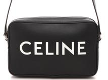 CELINE　セリーヌ　ロゴプリント　ミディアム　ショルダーバッグ　ブラック　レザー【433】2148103820038