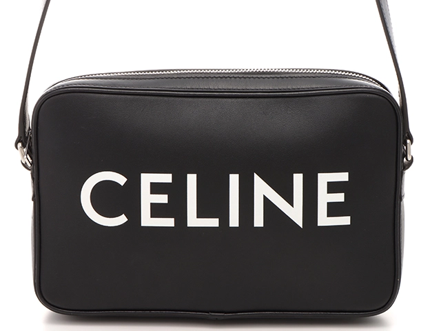 CELINE　セリーヌ　ロゴプリント　ミディアム　ショルダーバッグ　ブラック　レザー【433】2148103820038