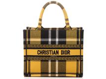 Dior　ディオール　チェック　ブックトート　スモール　イエロー/ブラック　キャンバス　2148103820243【432】