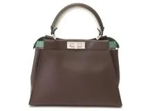 FENDI　フェンディ　ピーカブー　ディフェンダー　ダークブラウン/アイボリー/グリーン　8BN307　2WAYハンドバッグ【433】