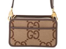 GUCCI　グッチ　ジャンボGG ショルダーバッグ　696075　ベージュ/エボニー　キャンバス【430】2148103820601