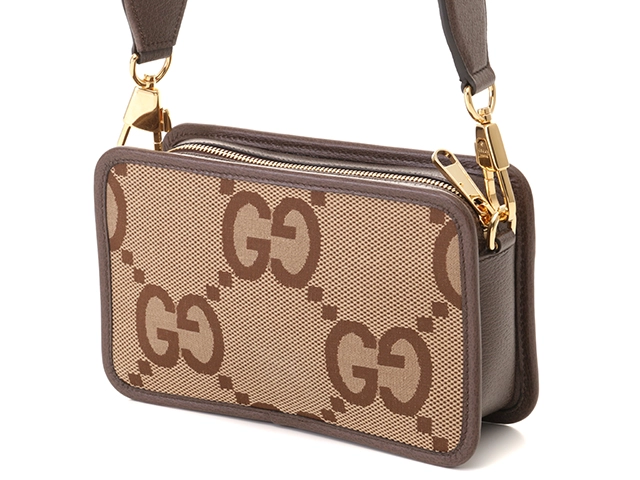 GUCCI　グッチ　ジャンボGG ショルダーバッグ　696075　ベージュ/エボニー　キャンバス【430】2148103820601