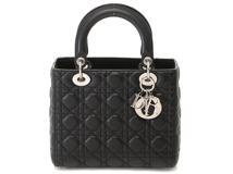 DIOR ディオール カナージュ レディディオール ハンドバッグ ミディアム ブラック ラム SV シルバー金具  2148103820960 【200】