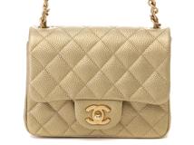 CHANEL　シャネル　ショルダーバッグ　ミニマトラッセ17　チェーンショルダー　ゴールド/GP　金具　キャビア　A35200　2015年頃製造【472】RE