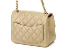 CHANEL　シャネル　ショルダーバッグ　ミニマトラッセ17　チェーンショルダー　ゴールド/GP　金具　キャビア　A35200　2015年頃製造【472】RE