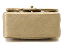 CHANEL　シャネル　ショルダーバッグ　ミニマトラッセ17　チェーンショルダー　ゴールド/GP　金具　キャビア　A35200　2015年頃製造【472】RE