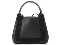 BALENCIAGA　バレンシアガ　ネイビーカバス XS　ブラック　レザー/キャンバス　399346　2WAYショルダーバッグ【431】