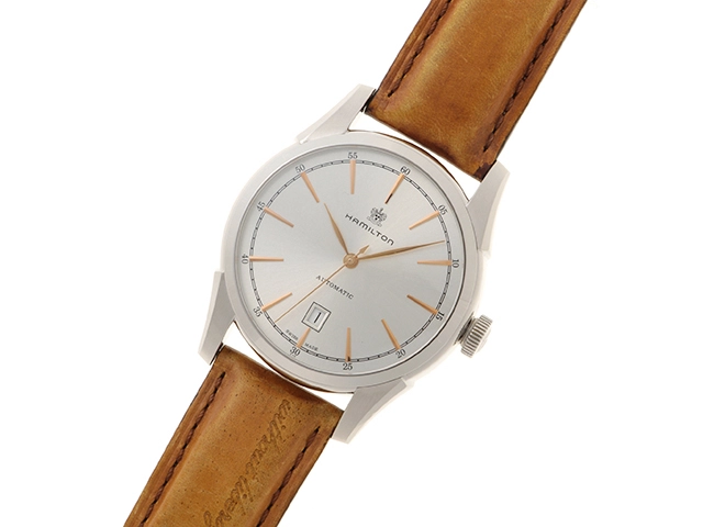 HAMILTON ハミルトン 腕時計 アメリカンクラシック スピリットオブリバティ H424151 SS/革 シルバー文字盤 自動巻き【472】TS