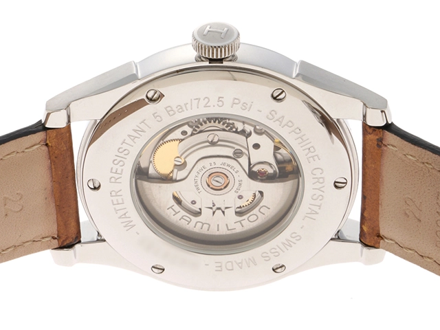 HAMILTON ハミルトン 腕時計 アメリカンクラシック スピリットオブリバティ H424151 SS/革 シルバー文字盤 自動巻き【472】TS