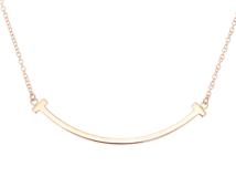 TIFFANY＆CO　ティファニー Tスマイルスモールネックレス　ピンクゴールド　約2.9g【430】2148103822353