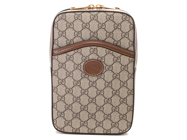 GUCCI グッチ GGスプリーム スリングバッグ ベージュ/ブラウン PVC