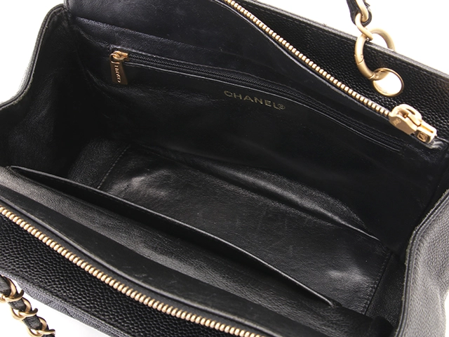 CHANEL　シャネル　マトラッセ　プチタイムレストートバッグ　ブラック/GP　キャビアスキン　旧型　【471】