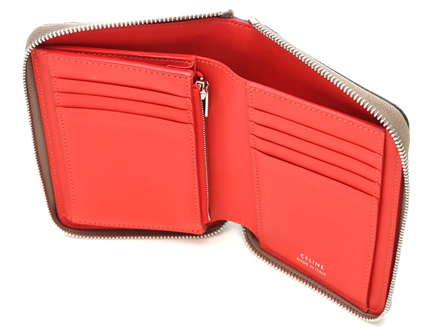 CELINE　セリーヌ　ミディアムジップアラウンドウォレット　グレージュ　レザー　104393　2148103824173　【471】SK