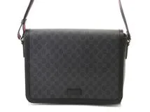 GUCCI　グッチ　ＧＧスプリーム　メッセンジャーバッグ　グレー／ブラック　PVC/レザー／レサ　474138【430】2148103825248