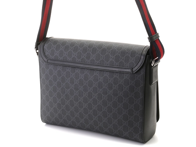 GUCCI　グッチ　ＧＧスプリーム　メッセンジャーバッグ　グレー／ブラック　PVC/レザー／レサ　474138【430】2148103825248