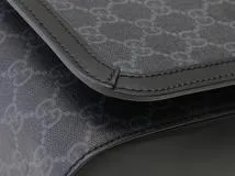 GUCCI　グッチ　ＧＧスプリーム　メッセンジャーバッグ　グレー／ブラック　PVC/レザー／レサ　474138【430】2148103825248