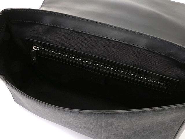 GUCCI　グッチ　ＧＧスプリーム　メッセンジャーバッグ　グレー／ブラック　PVC/レザー／レサ　474138【430】2148103825248