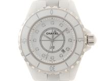 CHANEL シャネル 腕時計 J12 33MM H1628 セラミック/ステンレス 12Pダイヤモンドホワイト文字盤 自動巻き【472】SJ