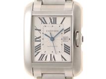 Cartier カルティエ 腕時計 2016年並行品 タンクアングレーズLM W5310009 シルバー文字盤 スティール 自動巻き【472】SJ