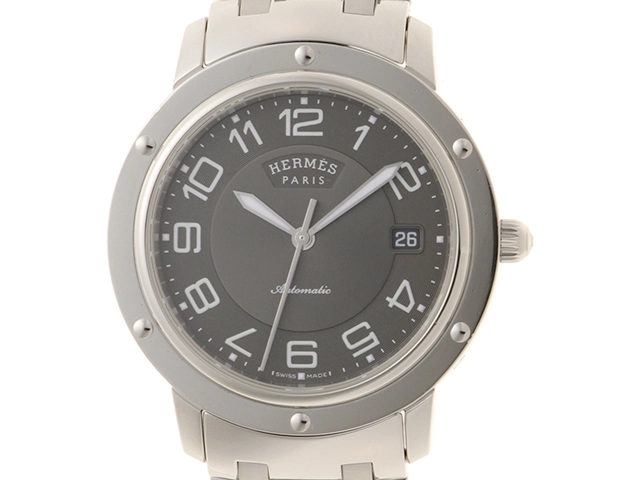 HERMES エルメス クリッパー CP2.810 ステンレス グレー文字盤