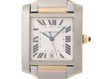 Cartier カルティエ 腕時計 2014年正規品 タンクフランセーズLM W51005Q4 シルバー文字盤 K18イエローゴールド/ステンレス 自動巻き【472】SJ