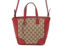 GUCCI　グッチ　ブリー　GG2WAYバッグ　ベージュ／レッド　キャンバス／レザー　449241　2148103827686　【471】SK