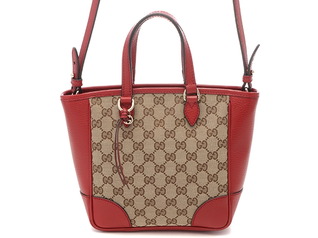 GUCCI　グッチ　ブリー　GG2WAYバッグ　ベージュ／レッド　キャンバス／レザー　449241　2148103827686　【471】SK