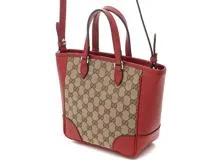 GUCCI　グッチ　ブリー　GG2WAYバッグ　ベージュ／レッド　キャンバス／レザー　449241　2148103827686　【471】SK
