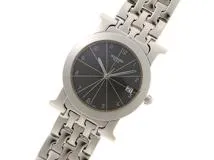 HERMES　エルメス　Hウォッチ 　ボーイズ腕時計　HR1.510　ステンレススチール　クォーツ　ブラック文字盤　21591038277985　【205】