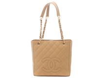 CHANEL シャネル マトラッセ PSTチェーントートバック 旧型 キャビア ベージュ/ゴールド金具 A20994【472】YK