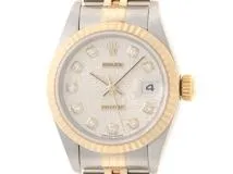 U番 ROLEX ロレックス デイトジャスト26 69173G ステンレス／K18イエローゴールド 10Pダイヤモンド彫りコンピューターシルバー文字盤 自動卷【472】SJ