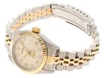 U番 ROLEX ロレックス デイトジャスト26 69173G ステンレス／K18イエローゴールド 10Pダイヤモンド彫りコンピューターシルバー文字盤 自動卷【472】SJ