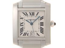 Cartier　カルティエ　タンクフランセーズLM　W51002Q3　ステンレス　シルバー文字盤　男性用自動巻時計【473】