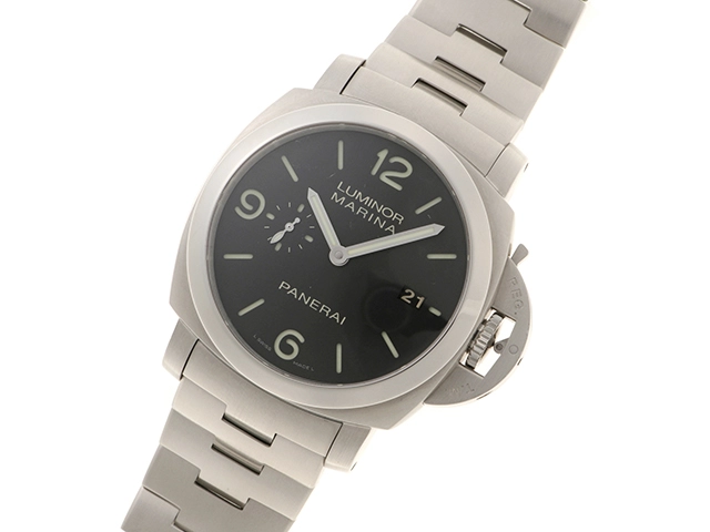 L番 PANERAI パネライ 時計 ルミノールマリーナ 1950 3DAYS PAM00328 ブラック文字盤 シースルーバック ステンレススチール 自動巻き メンズ