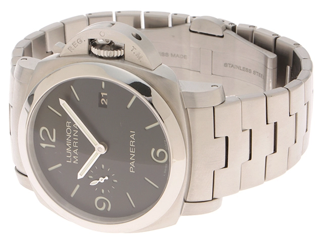 L番 PANERAI パネライ 時計 ルミノールマリーナ 1950 3DAYS PAM00328 ブラック文字盤 シースルーバック ステンレススチール 自動巻き メンズ